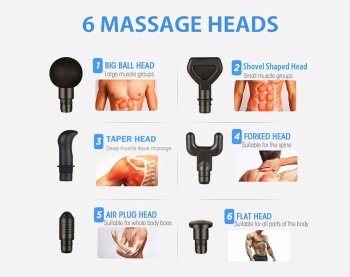 MASSAGE GUN WITH 6 HEADS - BLACK