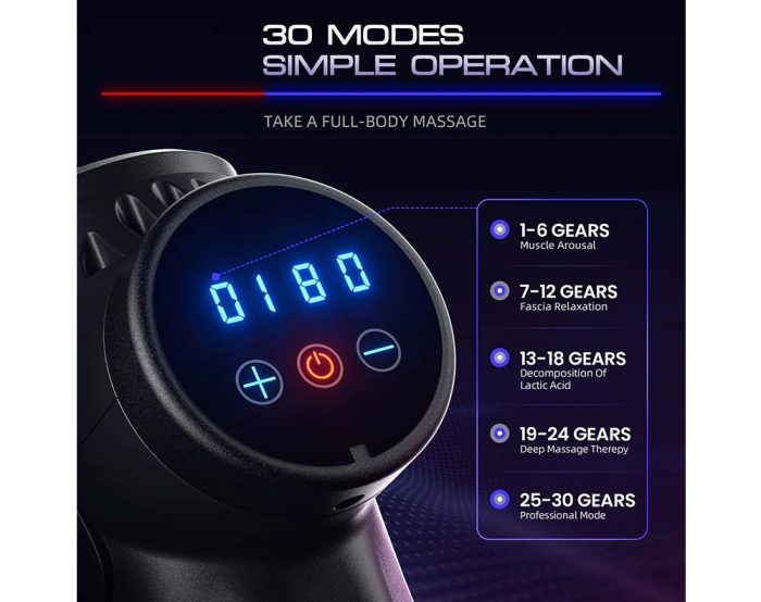 MASSAGE GUN WITH 6 HEADS - BLACK