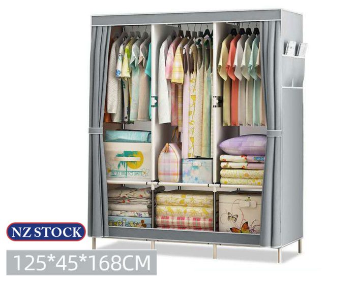 Clothes Wardrobe (Silver Grey) 125*45*168