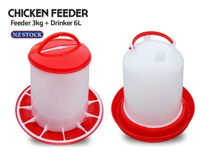 CHICKEN DRINKER 6L & 3KG FEEDER