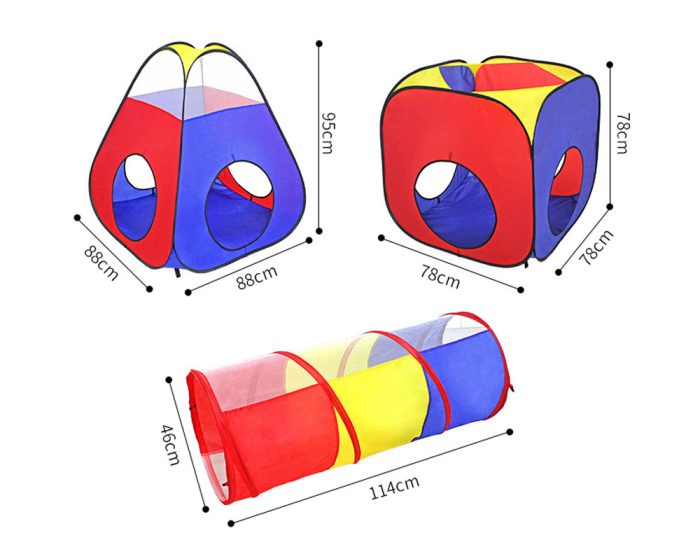 Kids Tent Triangle Tent With Tunnel 95*78