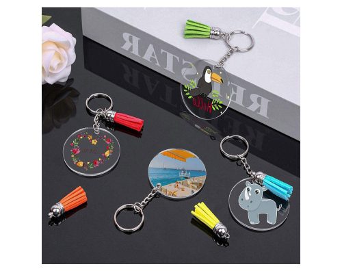 ACRYLIC KEYCHAIN BLANKS TASSEL KEY RING SET FOR DIY