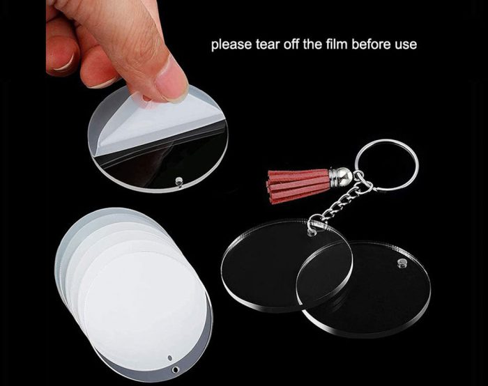 ACRYLIC KEYCHAIN BLANKS TASSEL KEY RING SET FOR DIY