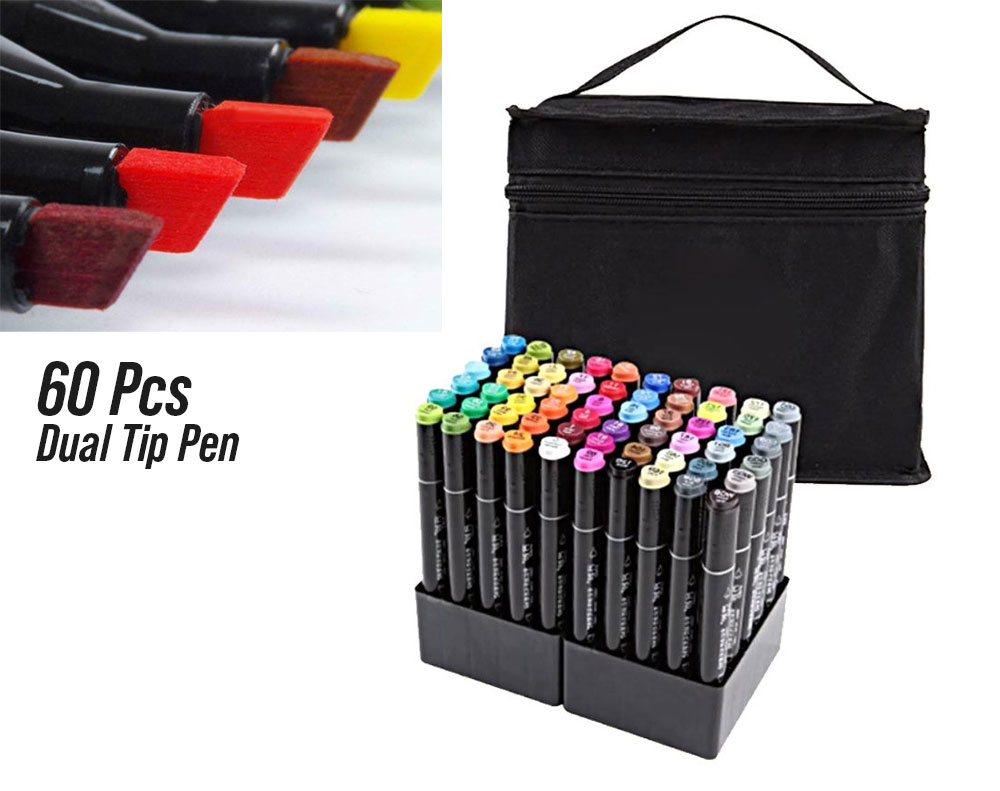 60Pcs Oil Colour Brush Paint Pens