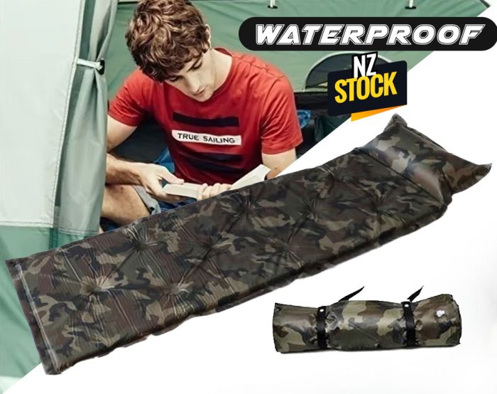 Self Inflating Camping Mattress with Pillow - Camo