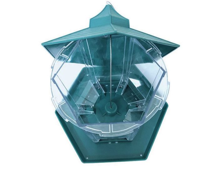 Green Hanging Wild Bird Feeder Seed Container Waterproof Gazebo Shape Outdoor
