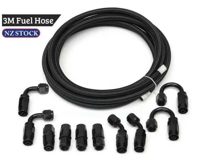 6AN Braided Fuel Hose kit with 10 Pcs Fitting Adapters