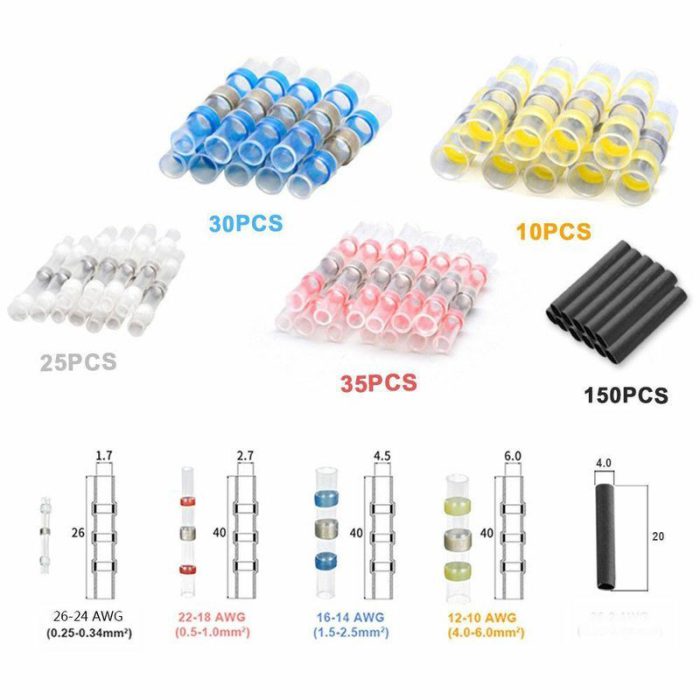 250pcs Solder Seal Heat Shrink Wire Connectors Terminals