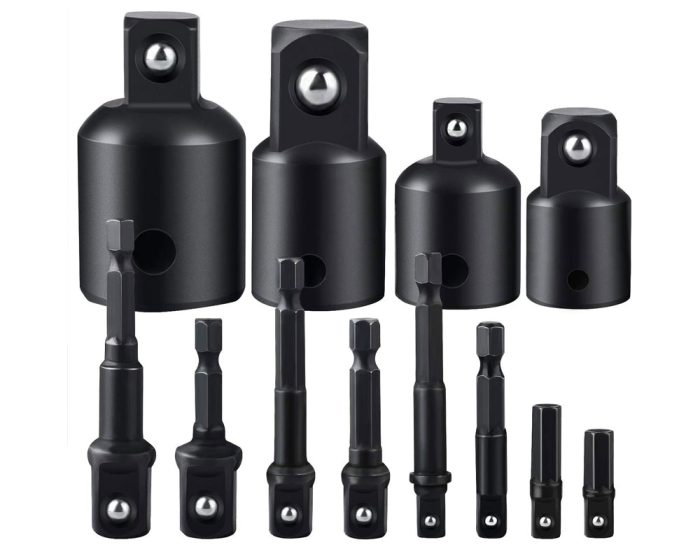 12Pc Drill Socket Adapter Set Bit 1/4" 3/8" 1/2"