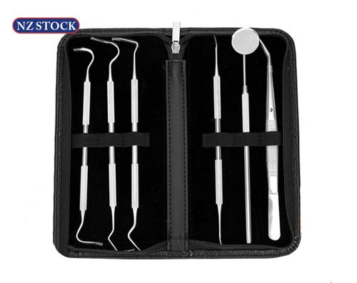 6PCS Dental Hygiene Tools Teeth Cleaning Kits Mirror Tweezer