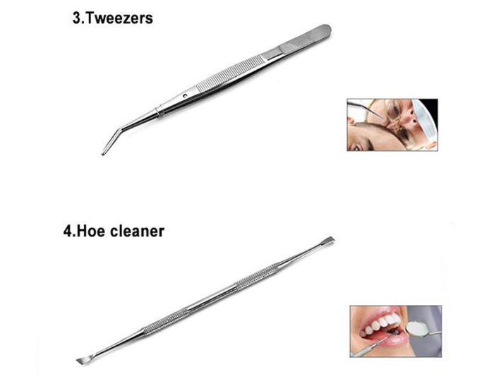 6PCS Dental Hygiene Tools Teeth Cleaning Kits Mirror Tweezer