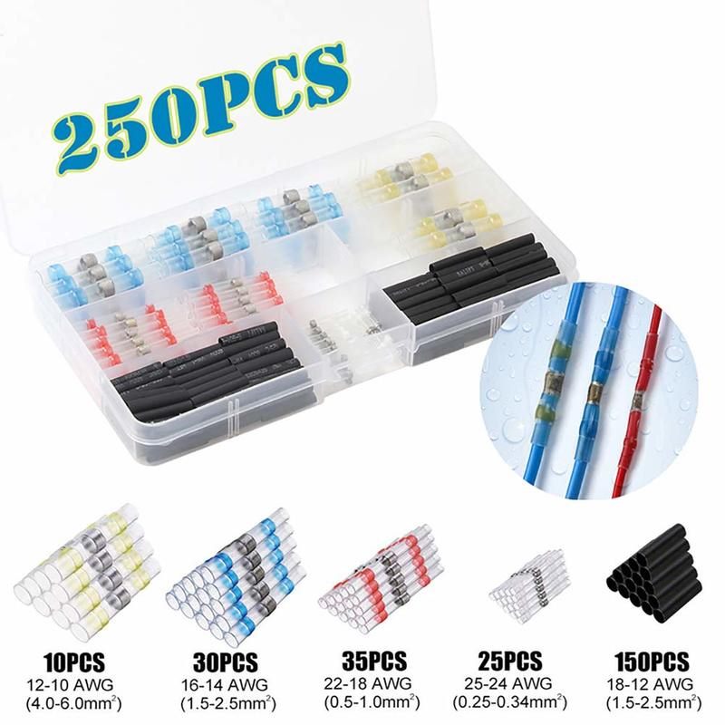 250pcs Solder Seal Heat Shrink Wire Connectors Terminals