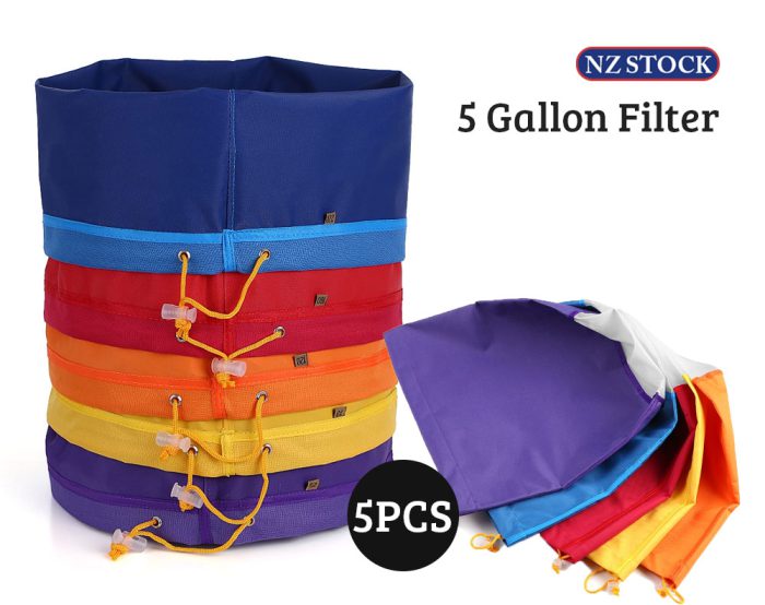 5pcs 5 Gallon Filter Bubble Bag Ice Herbal Essence Extractor Kit
