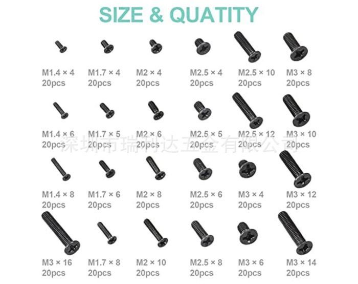 M2 M3 Countersunk Screws 480pcs