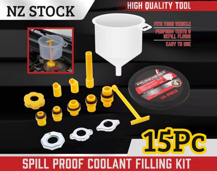 15pcs Spill Proof Car Radiator Coolant Filling Funnel Kit