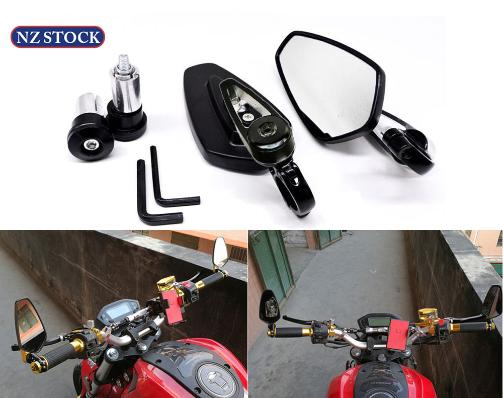 7/8" Motorcycle Handle Bar End Mirrors Rear View Mirrors