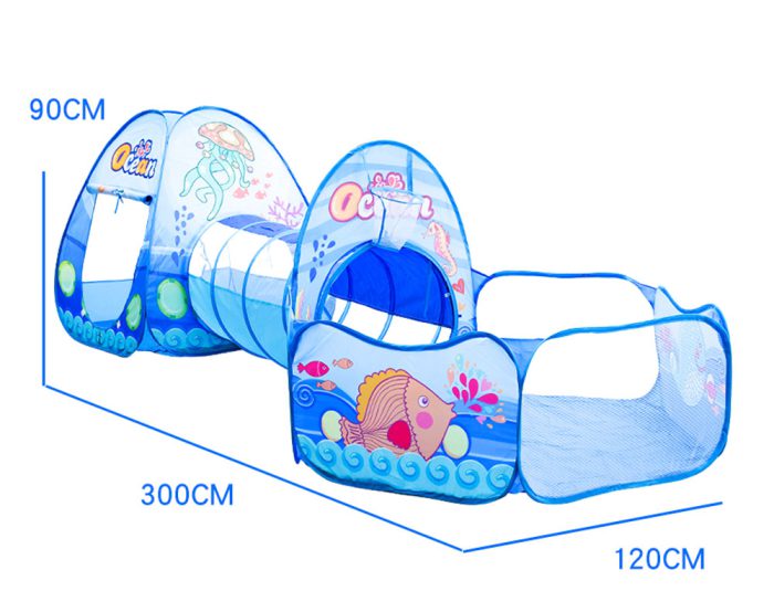 Kids Play Tent With Tunnel Blue