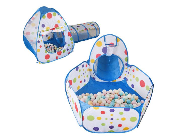 KIDS PLAY TENT WITH TUNNEL BLUE