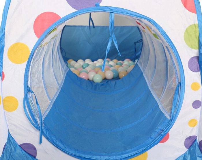 KIDS PLAY TENT WITH TUNNEL BLUE