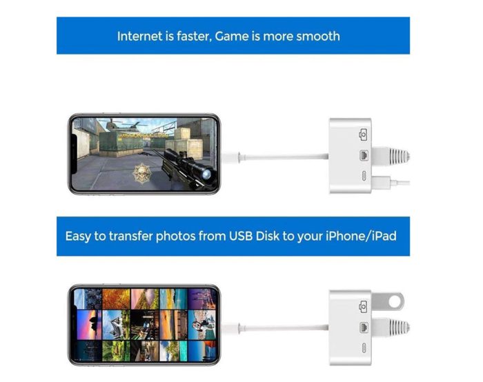 3 in 1 Lightning to Ethernet OTG Adapter