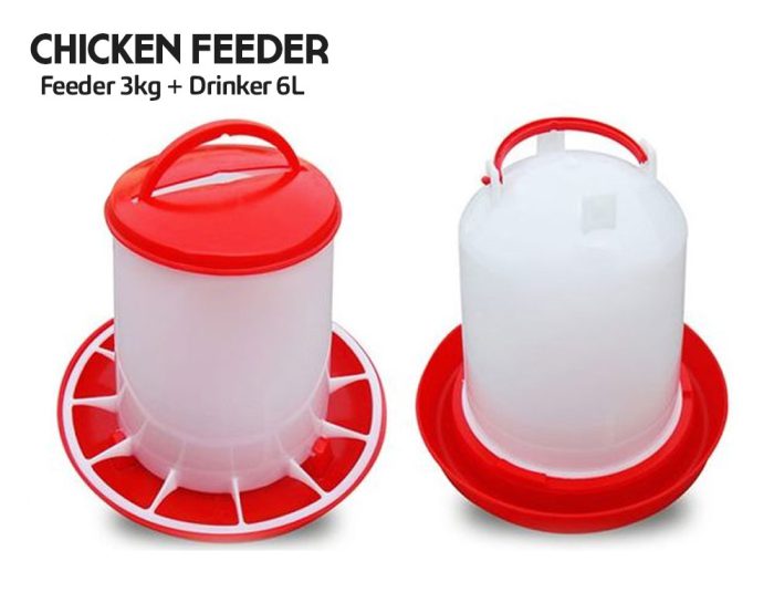 CHICKEN DRINKER 6L & 3KG FEEDER