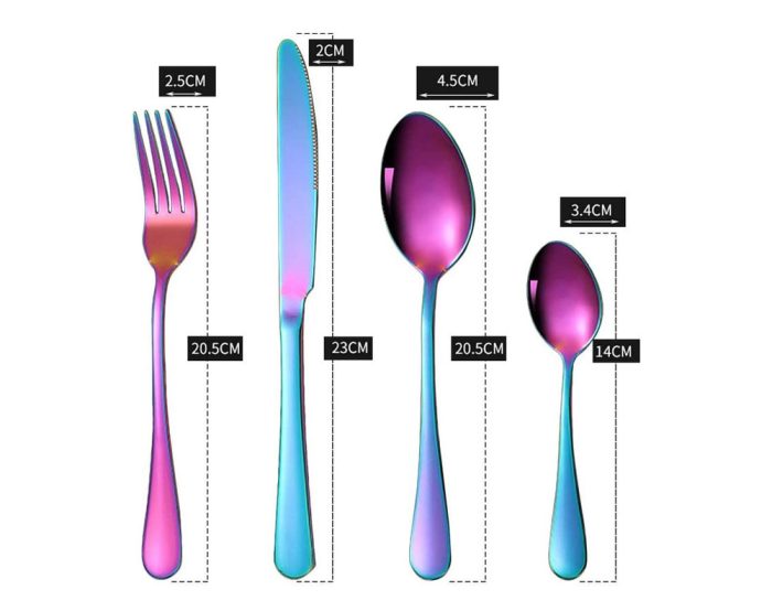 24pcs Cutlery Set - Rainbow - Image 10