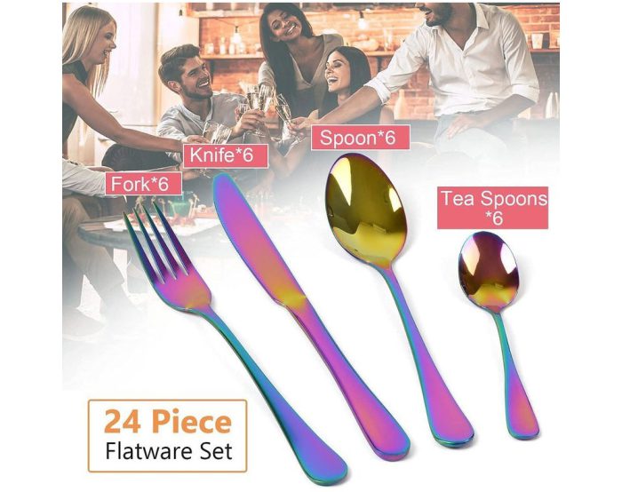 24pcs Cutlery Set - Rainbow