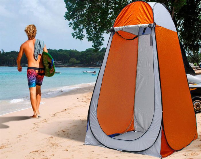 Shower Tent - Orange & Grey