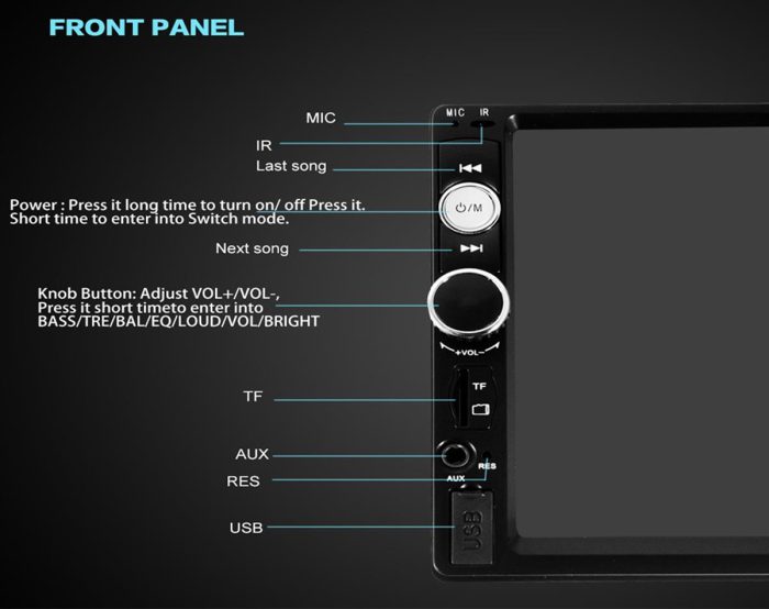 Car Stereo 2 DIN Bluetooth + Reversing Camera