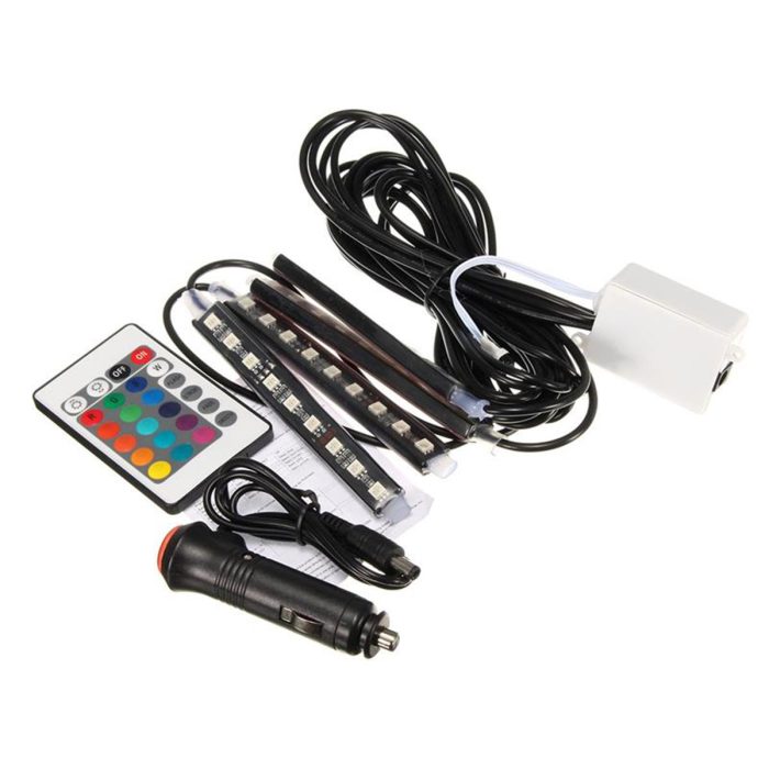 4x 9 LED Remote Control RGB Car Interior Led Light