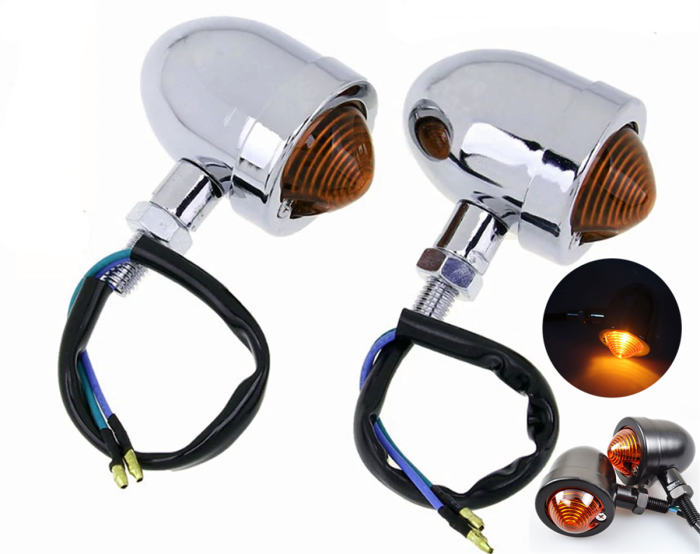 Motorbike Chrome Bullet Turn Signal Light Indicator SLR