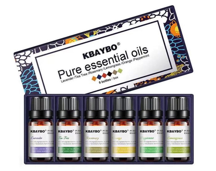 Essential Oil 6 bottle Pack Lavender, Rosemary, Lemongrass, Tea Tree, Peppermi