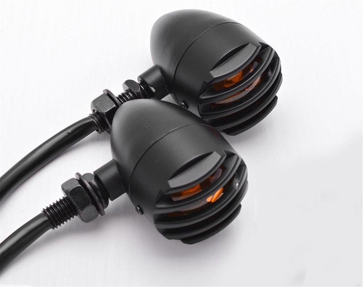 Motorbike Signal Grill Bullet Indicator Amber Light 2x - BLK