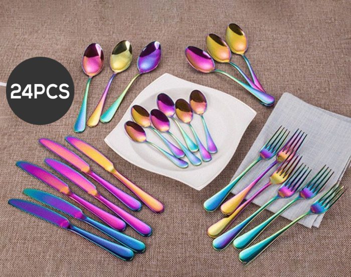 24pcs Cutlery Set - Rainbow