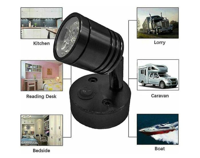 2Pcs 12V LED Interior Spot Reading Light Wall Lamp