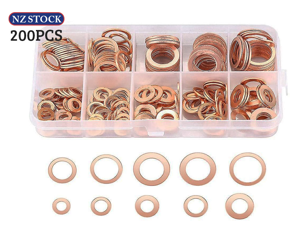 200PCS Copper Seal Washers Plug Set