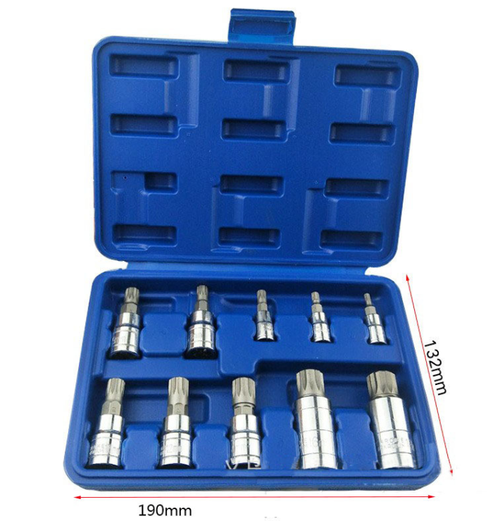 10pcs Spline Bit Socket