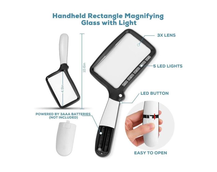 Handheld Magnifying Glass with Light