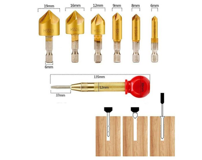 23Pcs Woodworking Chamfer Drilling Tool