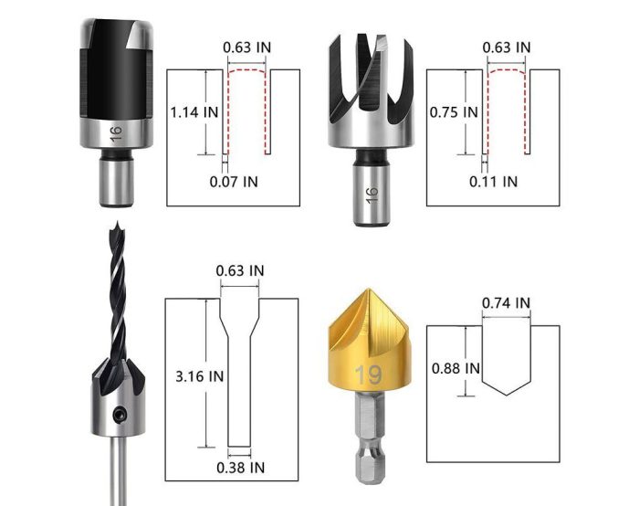 23Pcs Woodworking Chamfer Drilling Tool