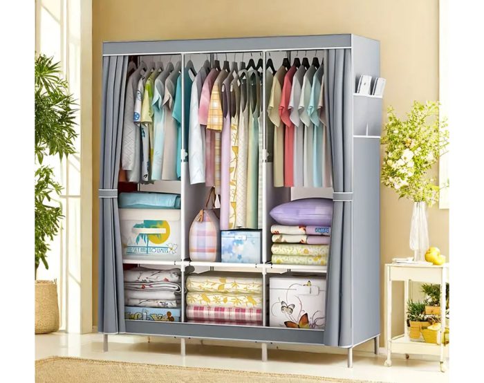 Clothes Wardrobe (Silver Grey) 125*45*168