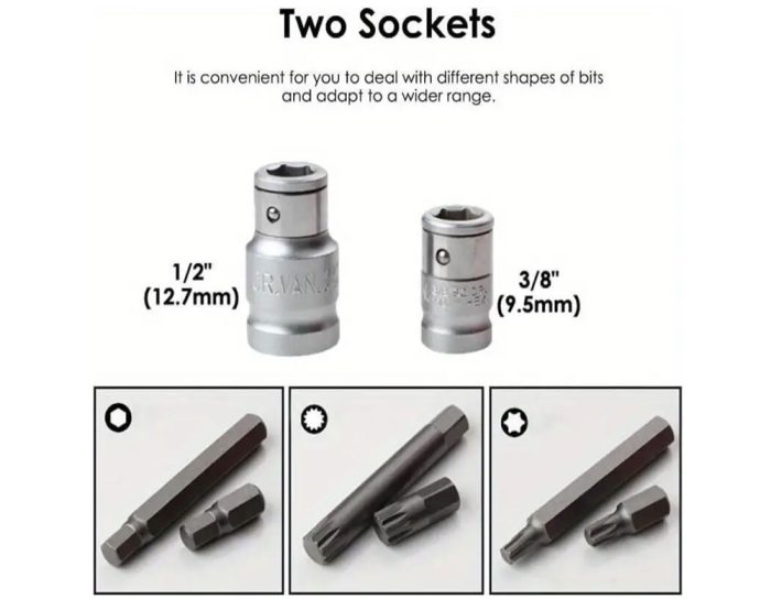 40 x Allen Key Set Socket Bit 3/8"&1/2" Drive Long Deep