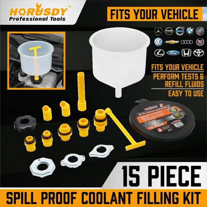 15pcs Spill Proof Car Radiator Coolant Filling Funnel Kit