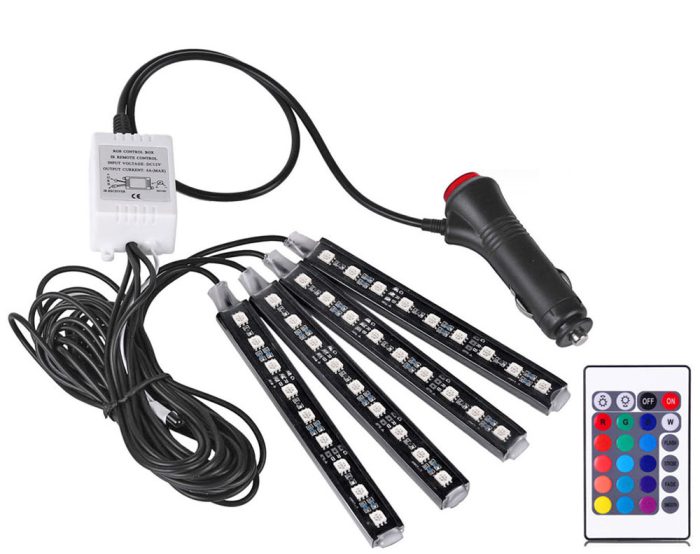 4x 9 LED Remote Control RGB Car Interior Led Light