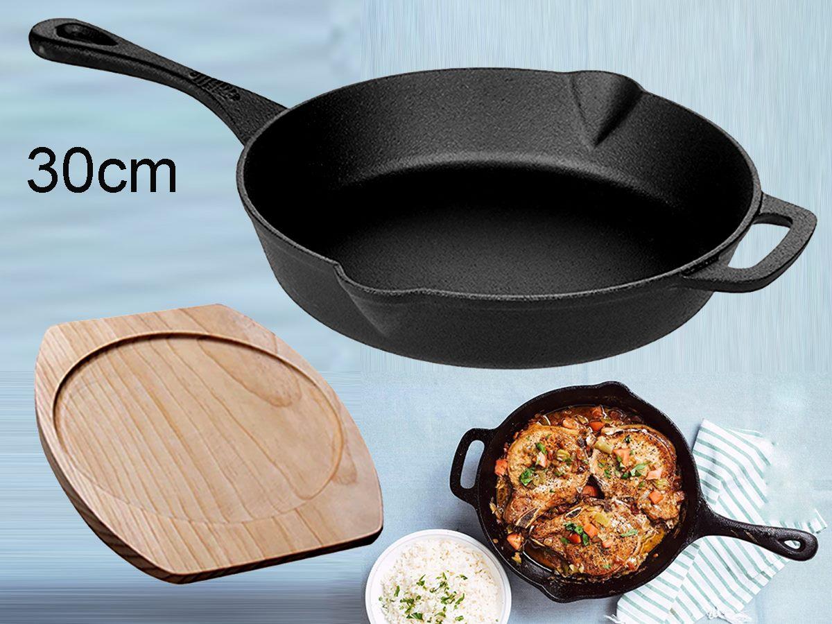 Cast Iron Pan 30cm With Wooden Pad