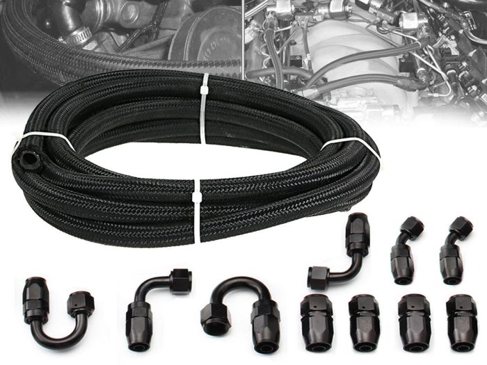 6AN Braided Fuel Hose kit with 10 Pcs Fitting Adapters