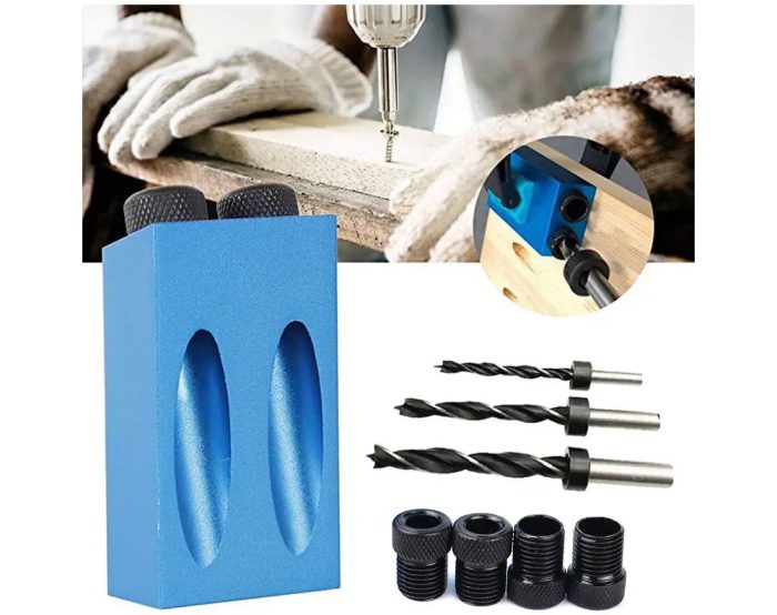 34pcs Pocket Hole Jig Dowel Drill Joinery Screw Kit