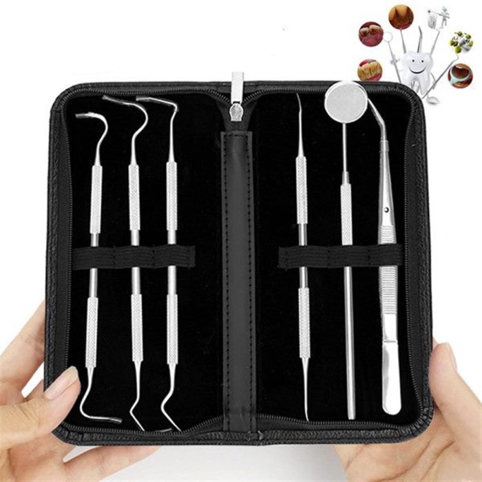 6PCS Dental Hygiene Tools Teeth Cleaning Kits Mirror Tweezer