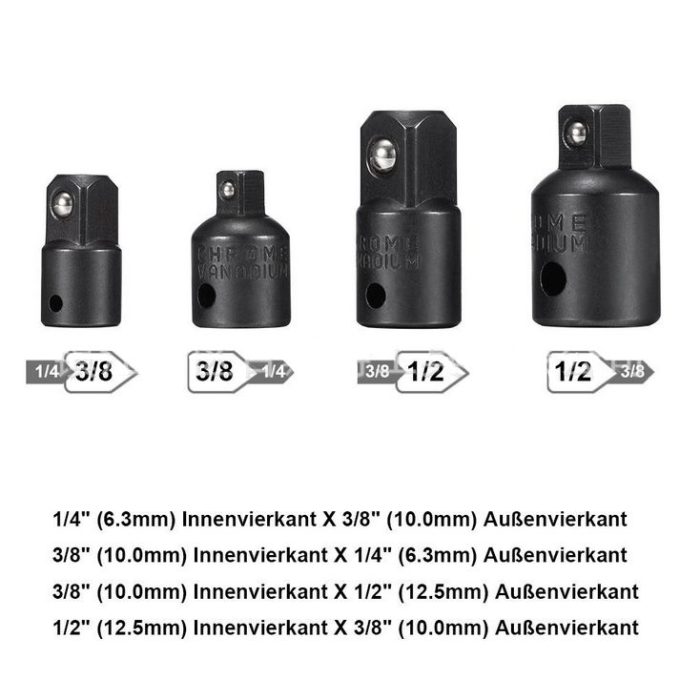 12Pc Drill Socket Adapter Set Bit 1/4" 3/8" 1/2"