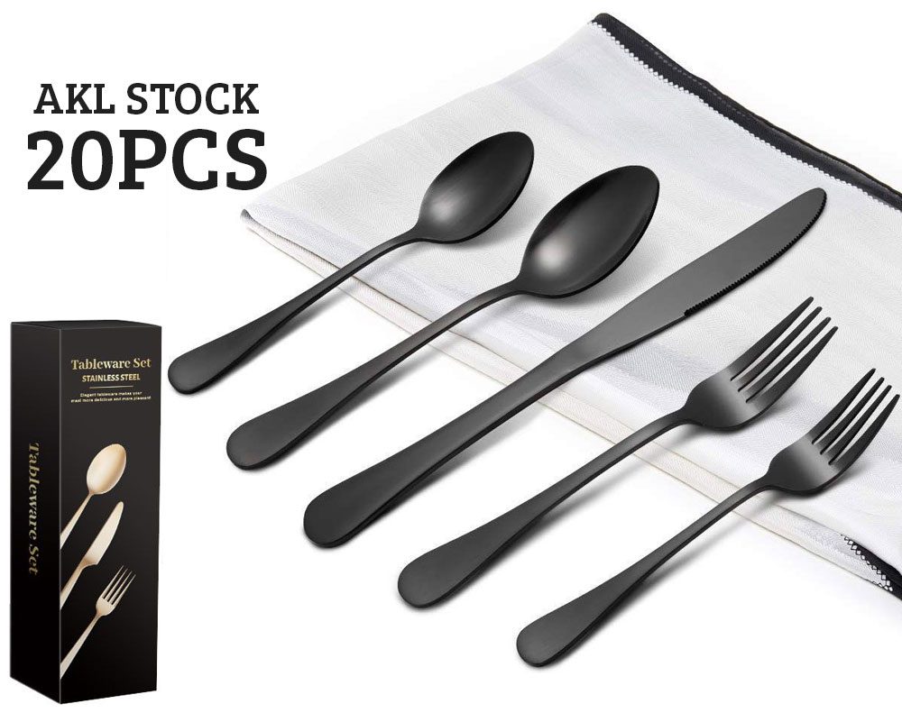 20PCS Modern Cutlery Set Black